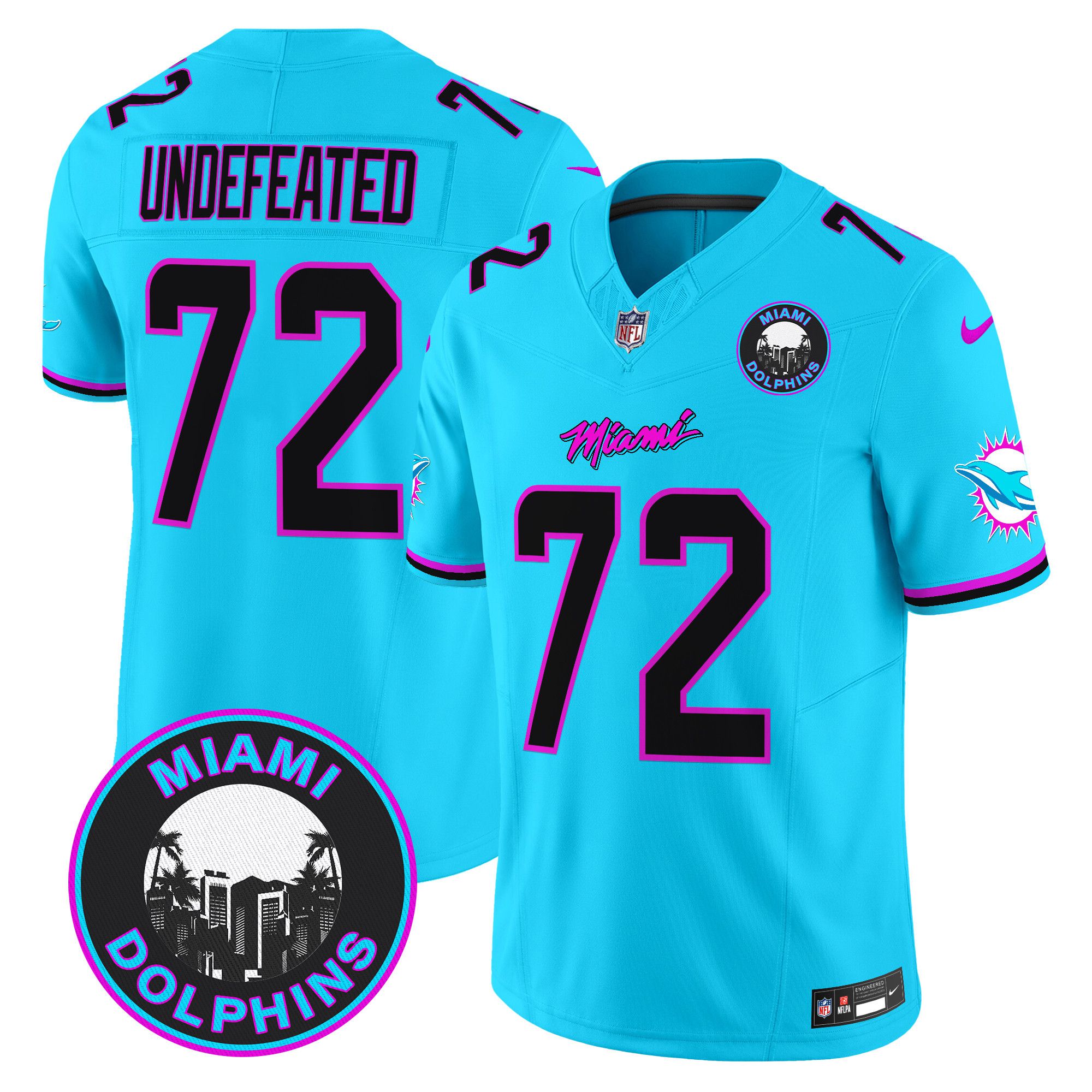 Men Miami Dolphins #72 Undefeated Light Blue 2024 Nike Vapor Limited NFL Jersey style 1->indianapolis colts->NFL Jersey